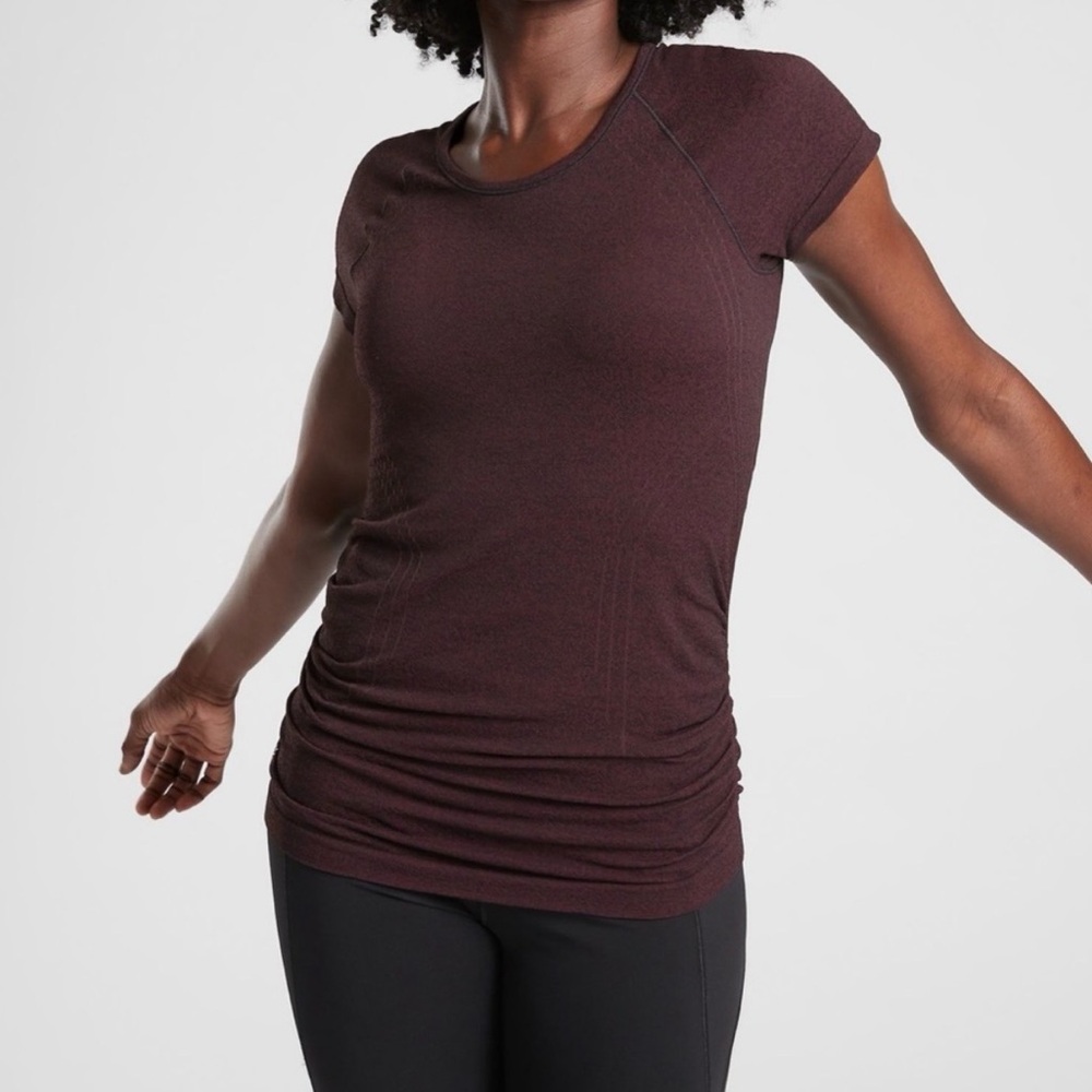 Athleta Women's Dark Maroon Short Sleeve Tee